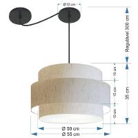 Lustre Sala De Jantar Com Desvio Vivare Md-4400 Cúpula Em Tecido 55cm Linho Bege 127/220v - 2