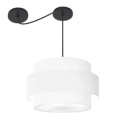 Lustre Sala De Jantar Com Desvio Vivare Md-4400 Cúpula Em Tecido 55cm Branco 127/220v