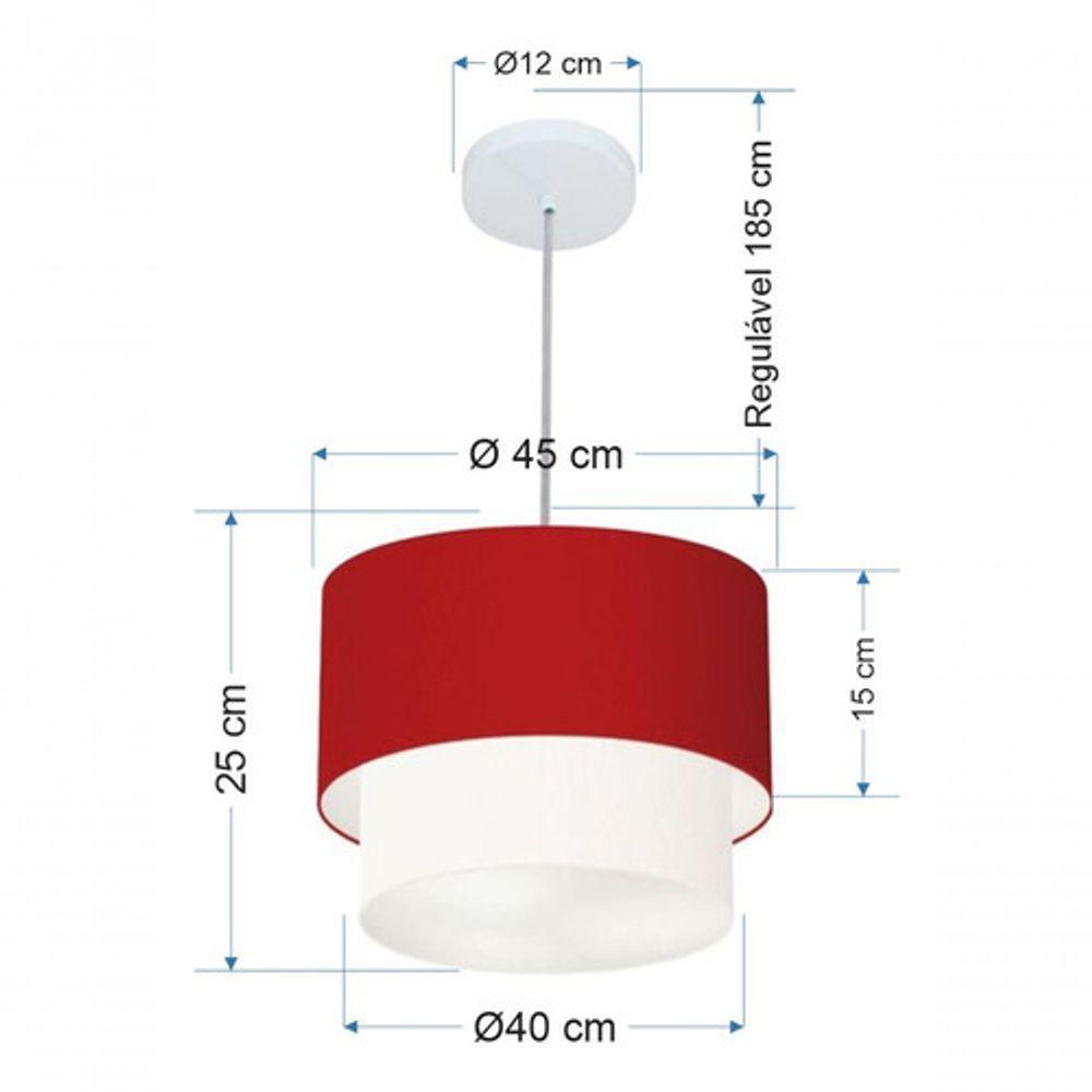 Lustres Pendentes Duplo Cilíndrico Vivare Md-4350 Cúpula Em Tecido 45x40cm - Bivolt Bordo-branco 127/220v - 5