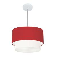 Lustres Pendentes Duplo Cilíndrico Vivare Md-4350 Cúpula Em Tecido 45x40cm - Bivolt Bordo-branco 127/220v - 1