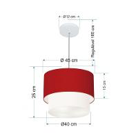 Lustres Pendentes Duplo Cilíndrico Vivare Md-4350 Cúpula Em Tecido 45x40cm - Bivolt Bordo-branco 127/220v - 2