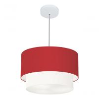 Lustres Pendentes Duplo Cilíndrico Vivare Md-4350 Cúpula Em Tecido 45x40cm - Bivolt Bordo-branco 127/220v