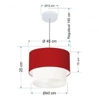 Lustres Pendentes Duplo Cilíndrico Vivare Md-4350 Cúpula Em Tecido 45x40cm - Bivolt Bordo-branco 127/220v - 5