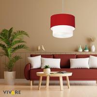 Lustres Pendentes Duplo Cilíndrico Vivare Md-4350 Cúpula Em Tecido 45x40cm - Bivolt Bordo-branco 127/220v - 6