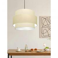 Lustre Sala De Jantar Com Desvio Vivare Md-4399 Cúpula Em Tecido 50cm Algodão-crú 127/220v