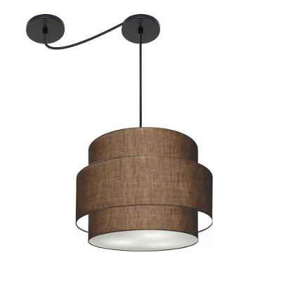 Lustre Sala De Jantar Com Desvio Vivare Md-4397 Cúpula Em Tecido 40cm Café 127/220v