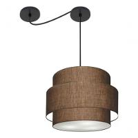 Lustre Sala De Jantar Com Desvio Vivare Md-4397 Cúpula Em Tecido 40cm Café 127/220v - 7