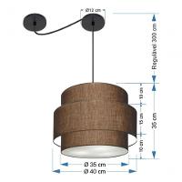 Lustre Sala De Jantar Com Desvio Vivare Md-4397 Cúpula Em Tecido 40cm Café 127/220v - 8