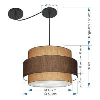 Lustre Sala De Jantar Com Desvio Vivare Md-4399 Cúpula Em Tecido 50cm Palha-café-palha 127/220v - 7