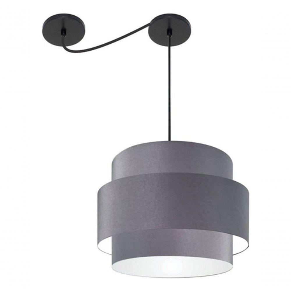 Lustre Sala De Jantar Com Desvio Vivare Md-4398 Cúpula Em Tecido 45cm Cinza-escuro 127/220v - 6