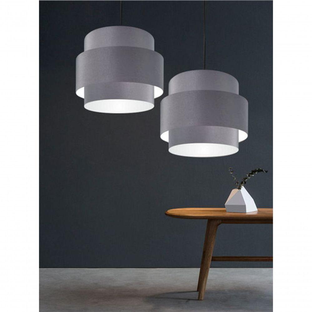 Lustre Sala De Jantar Com Desvio Vivare Md-4398 Cúpula Em Tecido 45cm Cinza-escuro 127/220v - 9