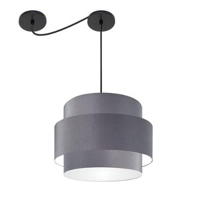 Lustre Sala De Jantar Com Desvio Vivare Md-4398 Cúpula Em Tecido 45cm Cinza-escuro 127/220v