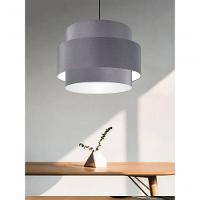 Lustre Sala De Jantar Com Desvio Vivare Md-4398 Cúpula Em Tecido 45cm Cinza-escuro 127/220v - 3