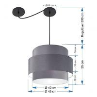 Lustre Sala De Jantar Com Desvio Vivare Md-4398 Cúpula Em Tecido 45cm Cinza-escuro 127/220v - 7