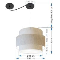 Lustre Sala De Jantar Com Desvio Vivare Md-4398 Cúpula Em Tecido 45cm Linho Bege 127/220v - 2