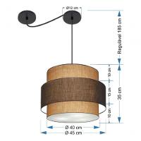 Lustre Sala De Jantar Com Desvio Vivare Md-4398 Cúpula Em Tecido 45cm Palha-café-palha 127/220v - 8