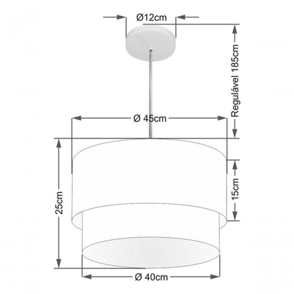 Lustres Pendentes Duplo Cilíndrico Vivare Md-4354 Cúpula Em Tecido 45x40cm - Bivolt Palha 127/220v - 4