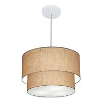 Lustres Pendentes Duplo Cilíndrico Vivare Md-4354 Cúpula Em Tecido 45x40cm - Bivolt Palha 127/220v - 3