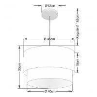 Lustres Pendentes Duplo Cilíndrico Vivare Md-4354 Cúpula Em Tecido 45x40cm - Bivolt Palha 127/220v - 4