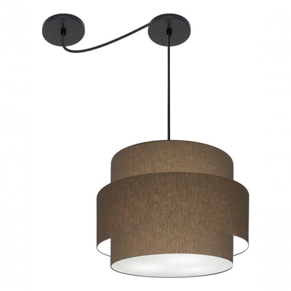 Lustre Sala De Jantar Com Desvio Vivare Md-4397 Cúpula Em Tecido 40cm Cáqui 127/220v - 2