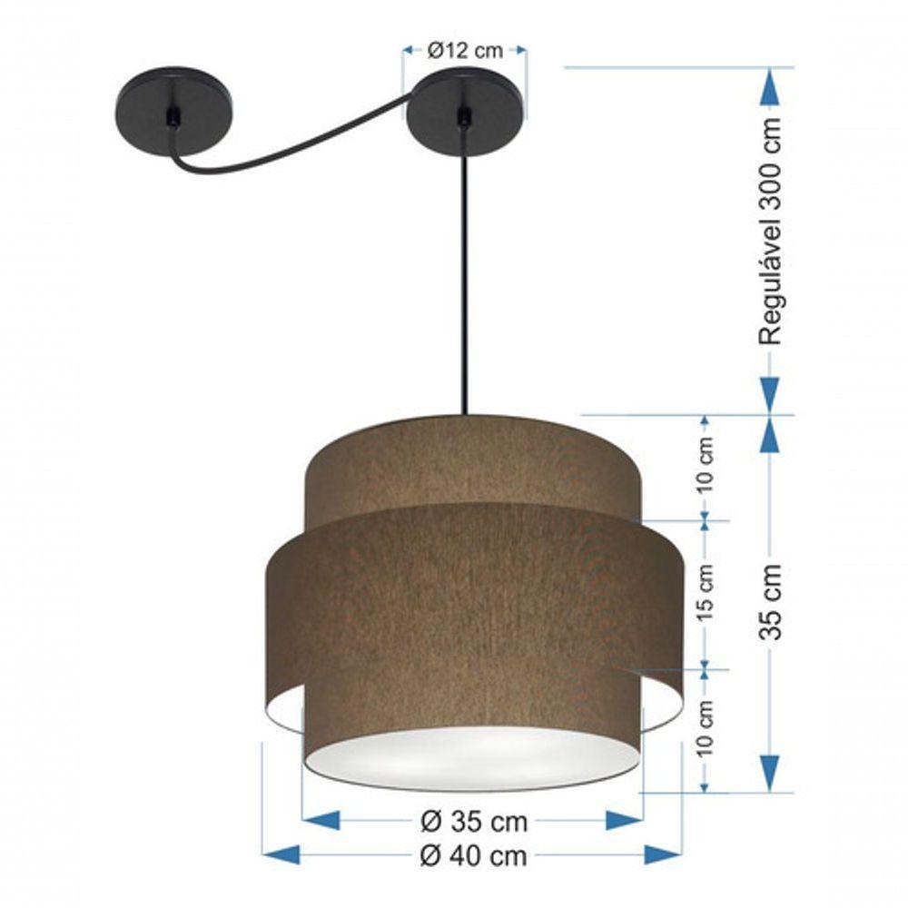 Lustre Sala De Jantar Com Desvio Vivare Md-4397 Cúpula Em Tecido 40cm Cáqui 127/220v - 6