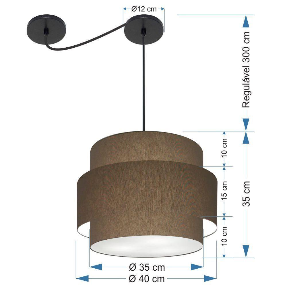 Lustre Sala De Jantar Com Desvio Vivare Md-4397 Cúpula Em Tecido 40cm Cáqui 127/220v - 8