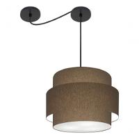 Lustre Sala De Jantar Com Desvio Vivare Md-4397 Cúpula Em Tecido 40cm Cáqui 127/220v - 2