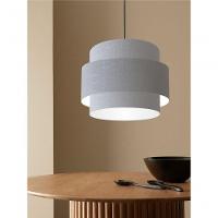 Lustre Sala De Jantar Com Desvio Vivare Md-4399 Cúpula Em Tecido 50cm Rustico-cinza 127/220v