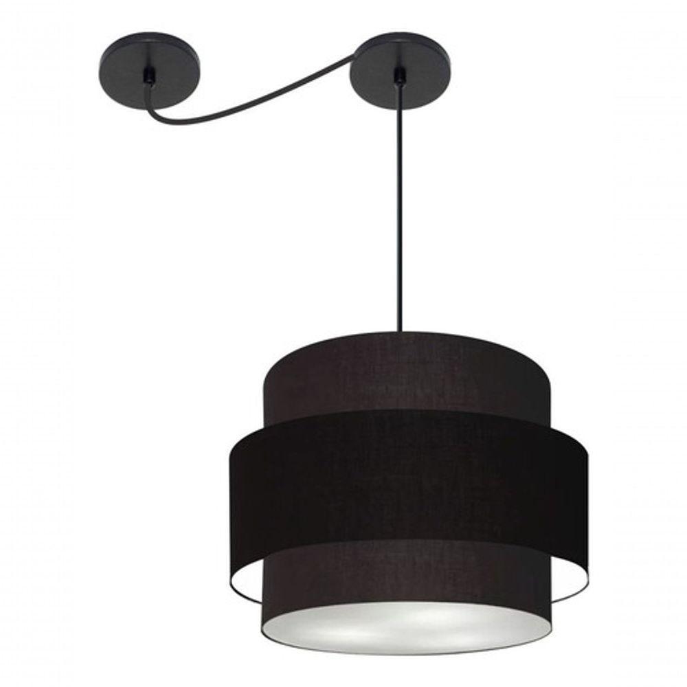 Lustre Sala De Jantar Com Desvio Vivare Md-4397 Cúpula Em Tecido 40cm Preto 127/220v - 6