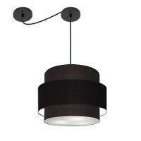 Lustre Sala De Jantar Com Desvio Vivare Md-4397 Cúpula Em Tecido 40cm Preto 127/220v - 1
