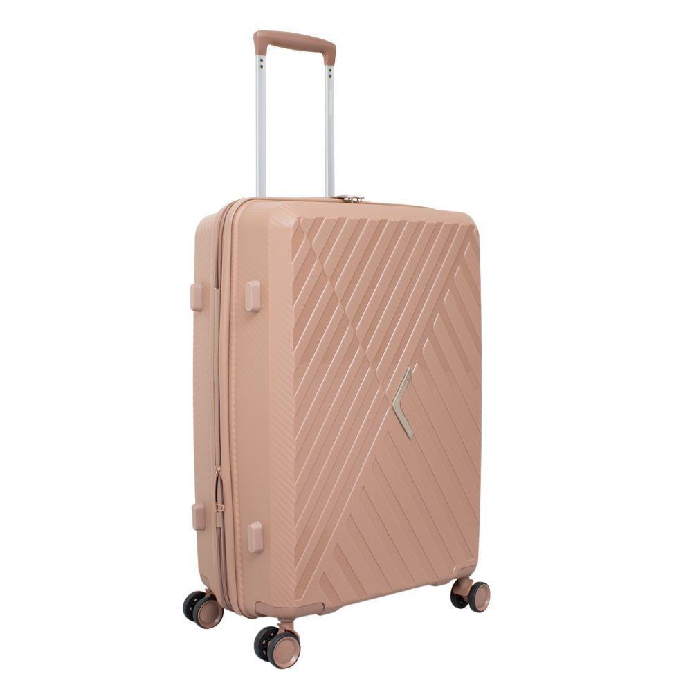 Mala De Viagem Grande Polipropileno Expansível Yins 21206 Cadeado Tsa Rodas Duplas Giro 360 Rose Rosa G - 2