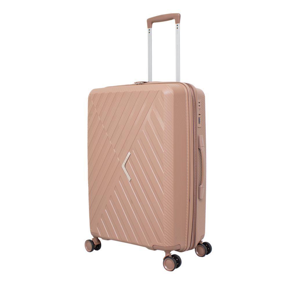 Mala De Viagem Grande Polipropileno Expansível Yins 21206 Cadeado Tsa Rodas Duplas Giro 360 Rose Rosa G - 3