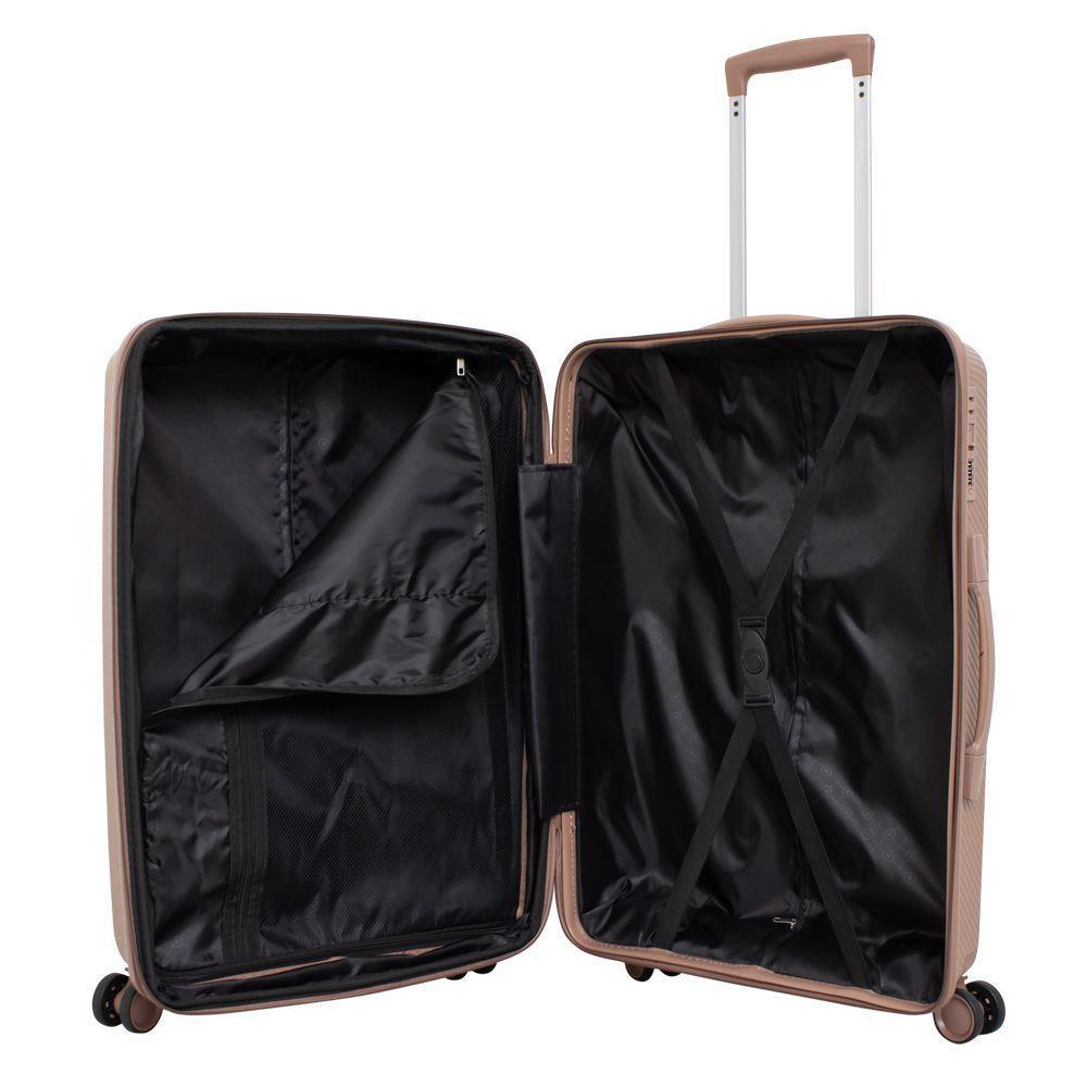 Mala De Viagem Grande Polipropileno Expansível Yins 21206 Cadeado Tsa Rodas Duplas Giro 360 Rose Rosa G - 4