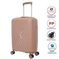 Mala De Viagem Grande Polipropileno Expansível Yins 21206 Cadeado Tsa Rodas Duplas Giro 360 Rose Rosa G - 6