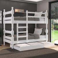 Treliche Madeira Maciça Vira 2 Camas p/ Colchão 78/88 X 188cm Porto Multimóveis Cr35106 Branco - 4