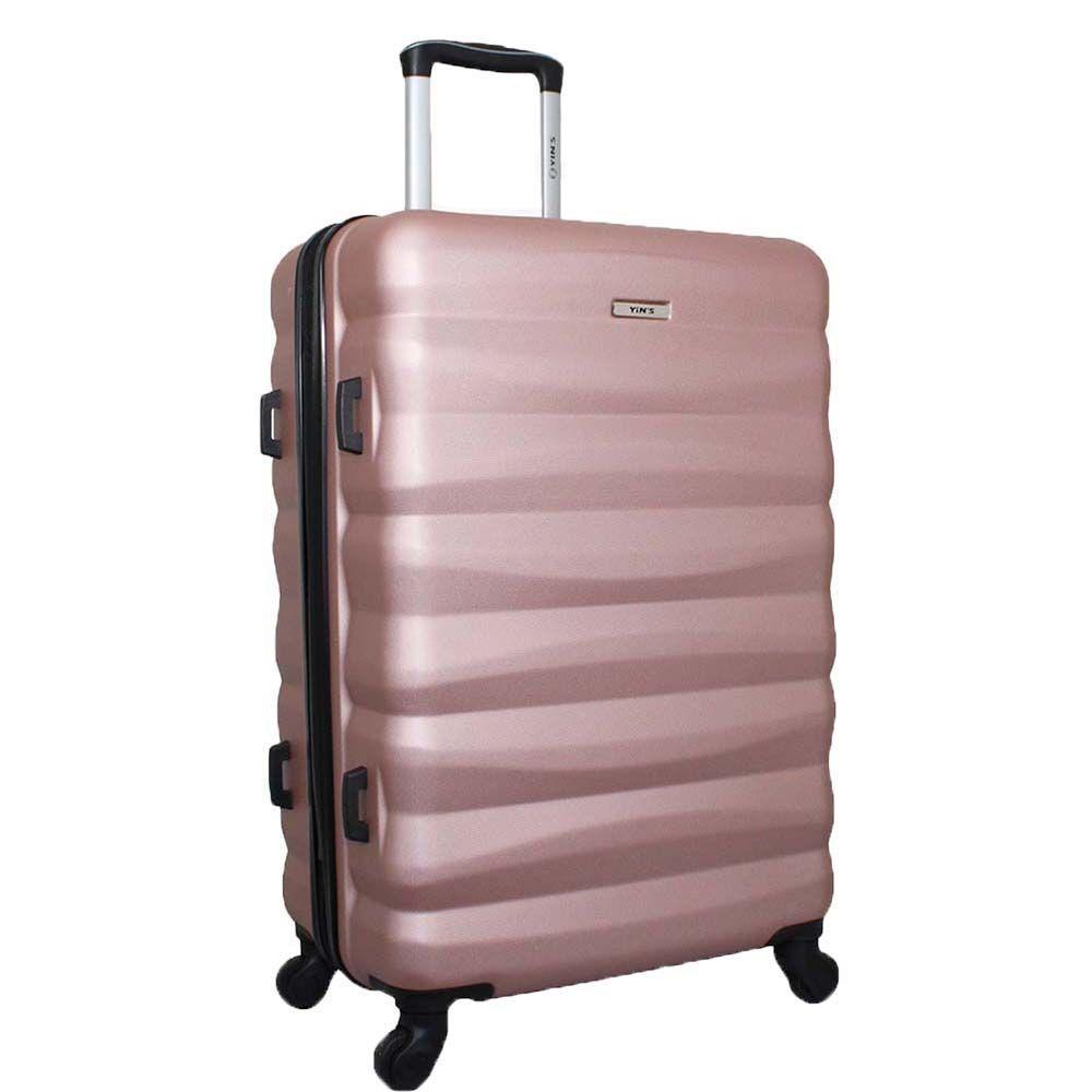 Mala De Viagem Média Abs Yins 21089 Cadeado Embutido Rodas Giro 360º Rosê M - 2