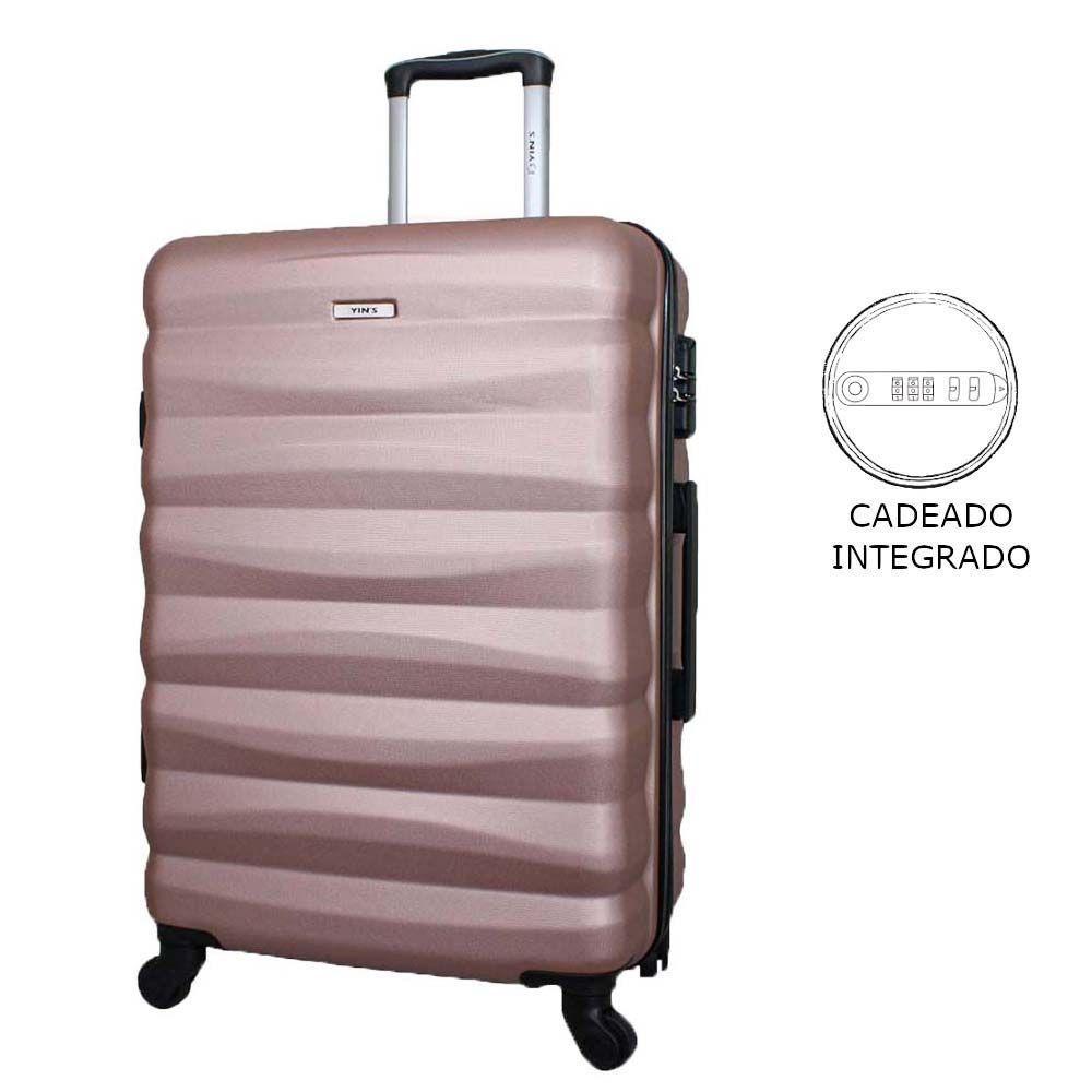 Mala De Viagem Média Abs Yins 21089 Cadeado Embutido Rodas Giro 360º Rosê M - 5