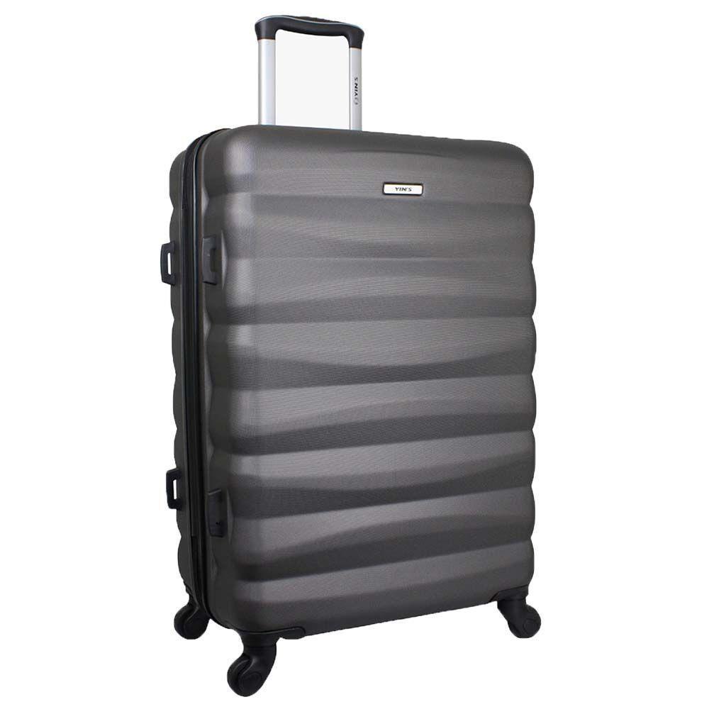 Mala De Bordo Pequena Em Abs Yins 21089 Cadeado Integrado Rodas Giro 360° Cinza P - 1