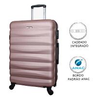 Mala de Bordo Pequena para Viagem em ABS Yins 21089 Cadeado Integrado Rodas Giro 360° Rosê - 5