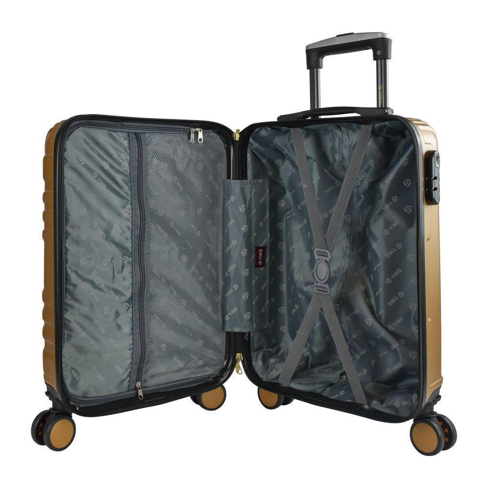 Mala De Bordo Abs Yins Cleopátra Cadeado Integrado Rodas Duplas Giro 360 Dourado P - 3