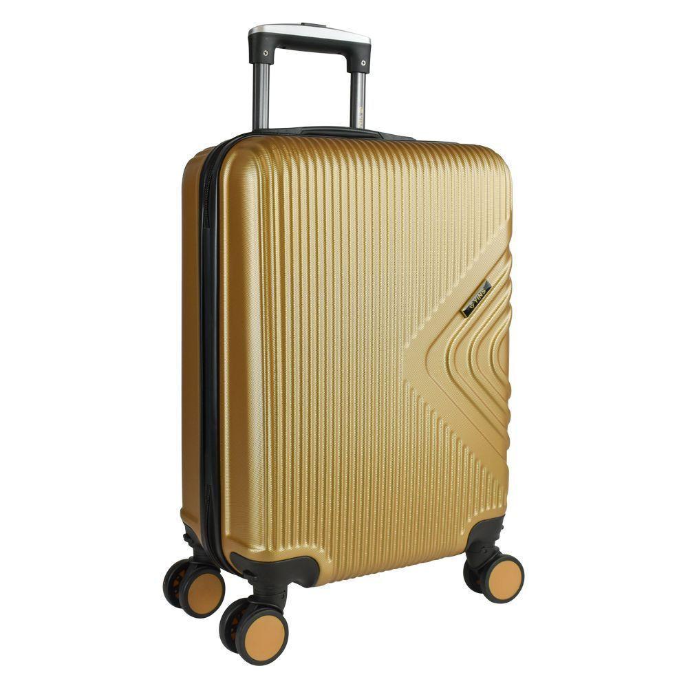 Mala De Bordo Abs Yins Cleopátra Cadeado Integrado Rodas Duplas Giro 360 Dourado P - 4