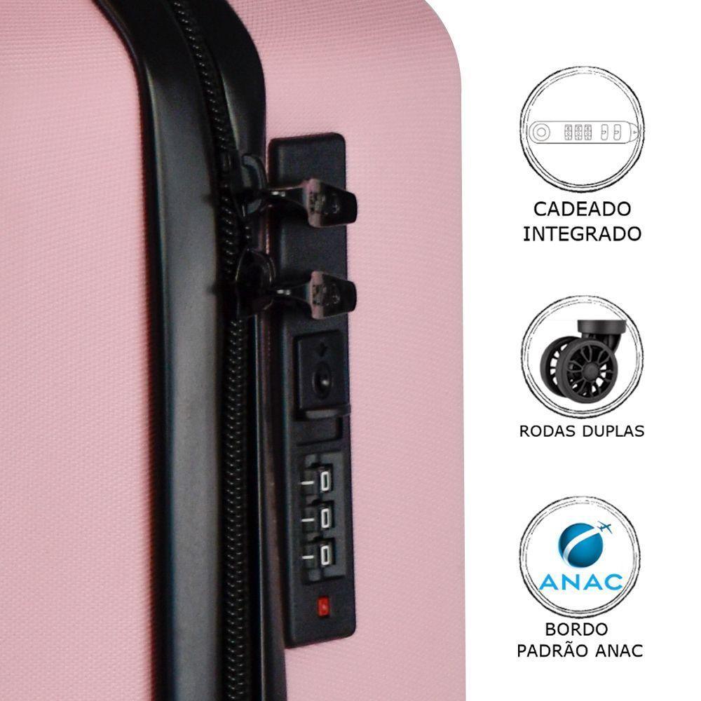 Mala De Bordo Abs Yins Angle 21162 Cadeado Integrado Rodas Giro 360 Rosa P - 4