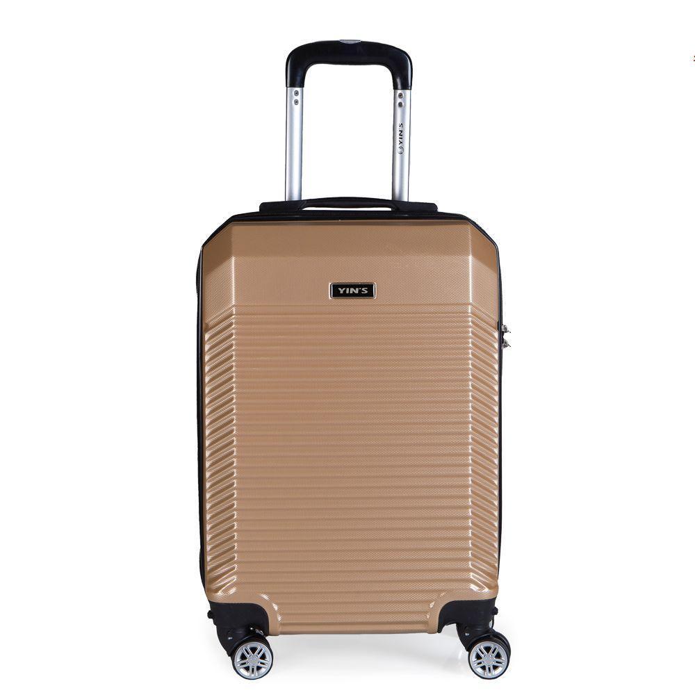 Mala De Bordo Abs Yins Ys21110 Cadeado Integrado Rodas Duplas Champagne P - 1