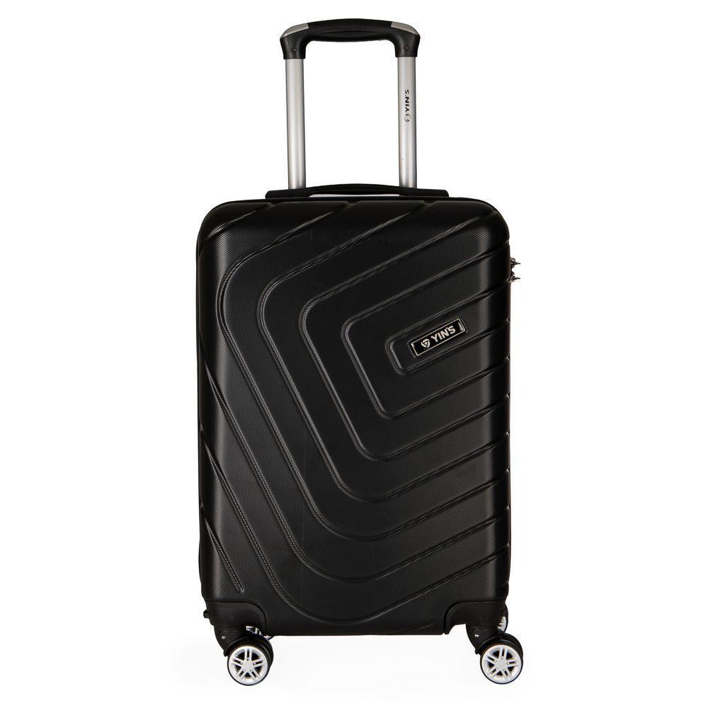 Mala De Bordo Pequena Em Abs Yins Ys21158 Cadeado Integrado Rodas Duplas Giro 360º Preto P - 1