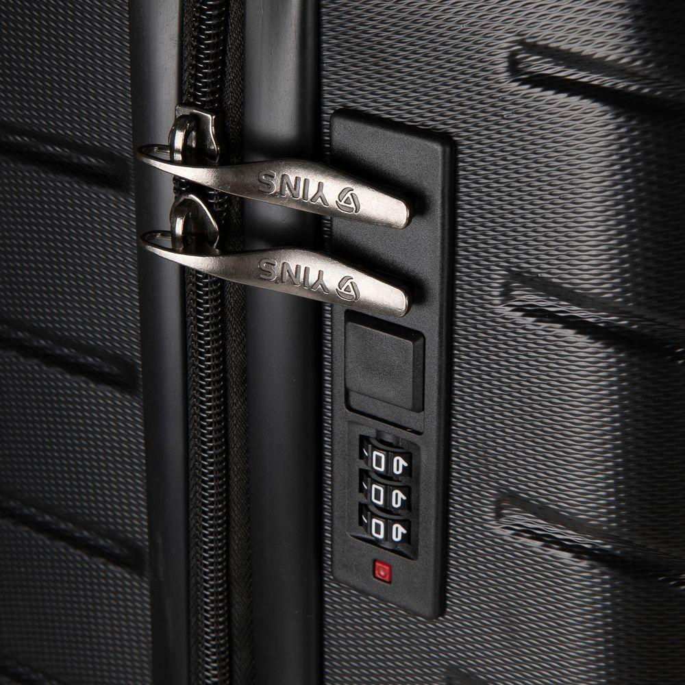 Mala De Bordo Pequena Em Abs Yins Ys21158 Cadeado Integrado Rodas Duplas Giro 360º Preto P - 6