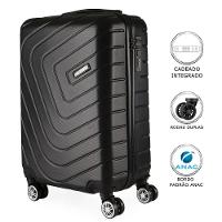 Mala De Bordo Pequena Em Abs Yins Ys21158 Cadeado Integrado Rodas Duplas Giro 360º Preto P