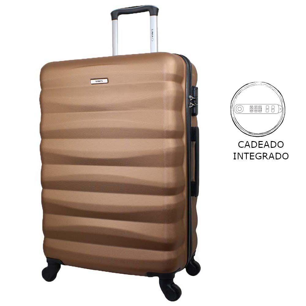 Mala De Viagem Media Em Abs Yins 21089 Cadeado Integrado Rodas Giro 360 Cobre M - 4