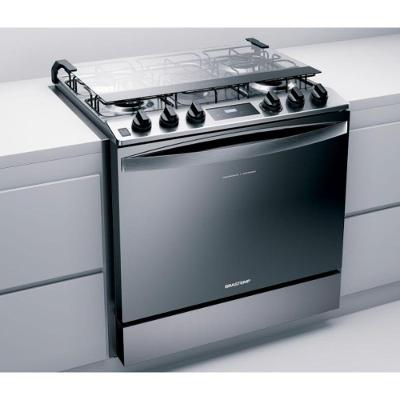 Fogão De Embutir 5 Bocas Brastemp BYS5PCRUNA Inox Bivolt