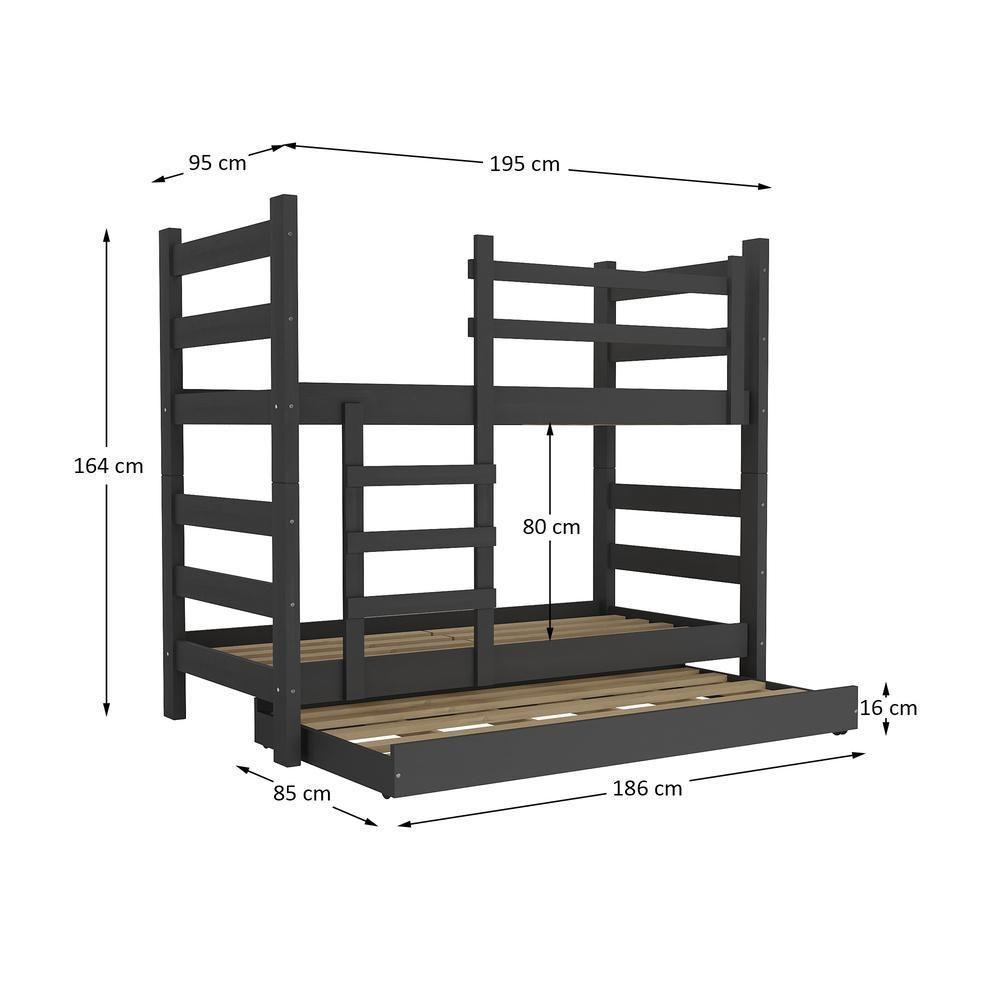 Treliche Madeira Maciça - Vira 2 Camas - Com Colchões Inclusos Dubai Multimóveis Cr35107 Preto Preto - 4