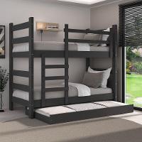 Treliche Madeira Maciça - Vira 2 Camas - Com Colchões Inclusos Dubai Multimóveis Cr35107 Preto Preto - 2